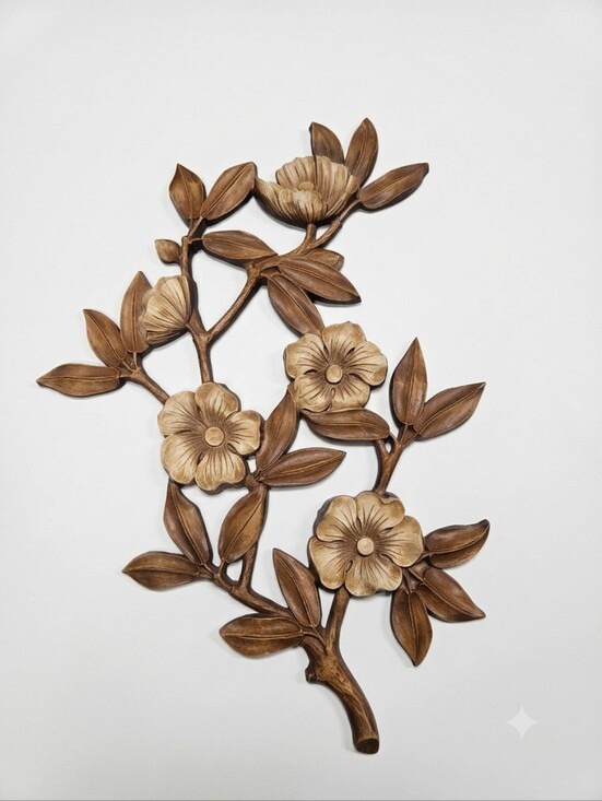 syroco Other - Vintage Syroco Dogwood Floral Wall Plaque 4565 Mid Century Modern Faux Wood